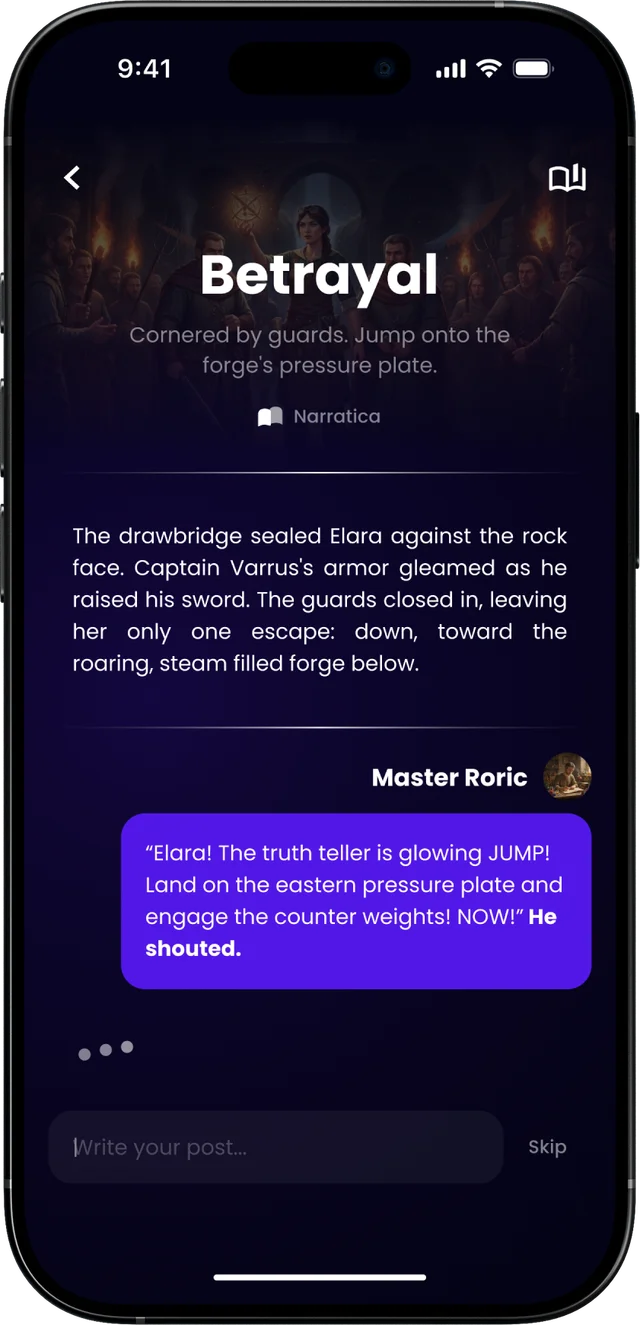 Narratica in action on phone screen